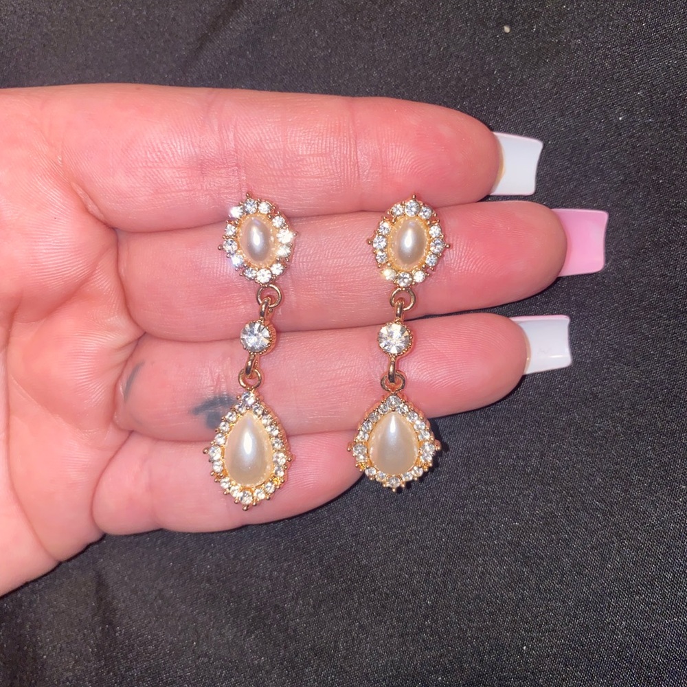 Gold and silver pearl earrings